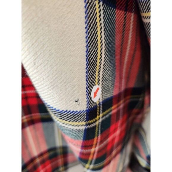 Vintage Mod Red White Plaid Reversible Patent Vinyl Raincoat Wool Swing Coat - Picture 8 of 13